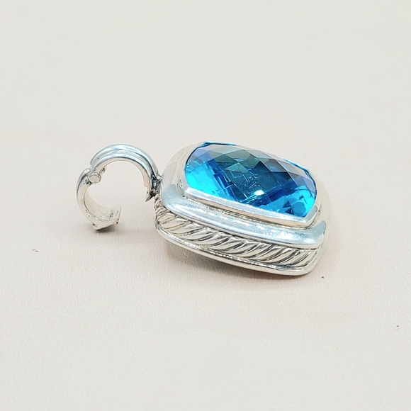 David Yurman Albion 20mm Blue Topaz Pendant Enhancer - Picture 4 of 7